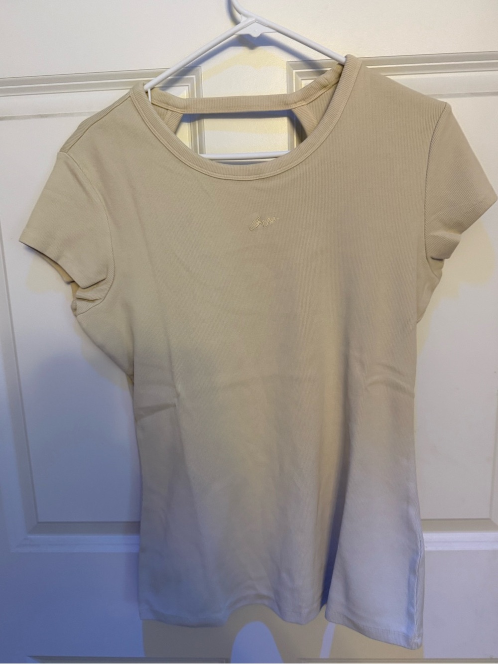 BOSS Women's Esima Open-Back Short-Sleeve Ribbed T-Shirt - NWT